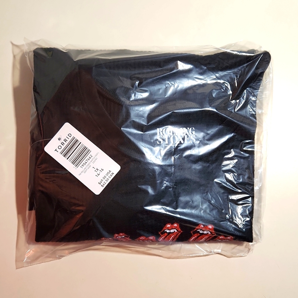❤️NWT TORRID TEE - ROLLING STONES JAGGER - WAFFLE - CROP SHIRT PLUS SIZE - Picture 3 of 16